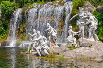 mythological statues of nymphs women in the garden Royal Palace of Caserta