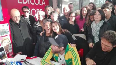 Fiorello, Gabriella Germani e Lorenzo Jovanotti nel corso della prima puntata della nuova serie di Edicola Fiore, Roma 10 ottobre 2016 (Per desk rete, CMS e browser allegati) FoTO di Giorgiana Cristalli