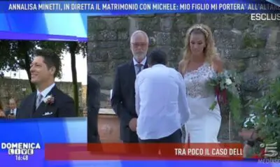 DOMENICA LIVE, ANNALISA MINETTI SPOSA IN DIRETTA IL SUO MICHELE