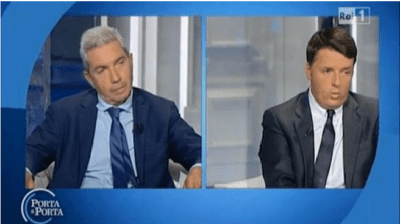 PORTA A PORTA, SCINTILLE TRA RENZI E PADELLARO SULLE BANCHE, IL PREMIER: «I GIORNALISTI HANNO DORMITO»