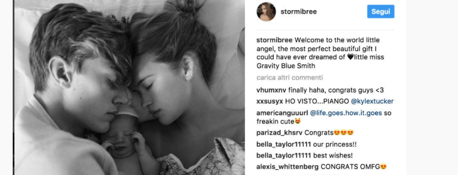 Lucky Blue Smith e Stormi Bree hanno avuto una bambina e ha il nome di un film da Oscar