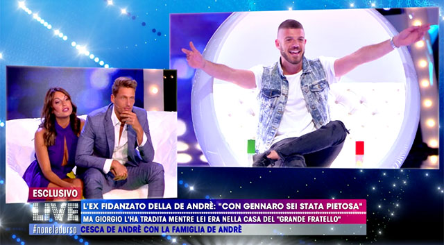 Francesca De Andrè e Gennaro Lillio a ‘Live – Non è la D’Urso’, nuovo scontro con Giorgio Tambellini. Volano gli stracci. Lei: ‘Ma sei ubriaco? Ti devi far curare, sul serio: sei da Sert’