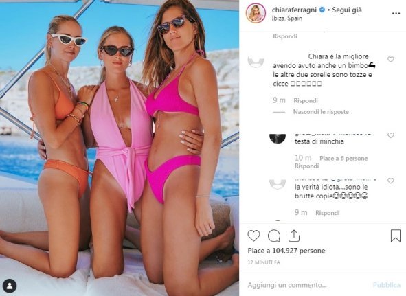 Chiara Ferragni, le sorelle Valentina e Francesca nel mirino degli haters per la foto in costume