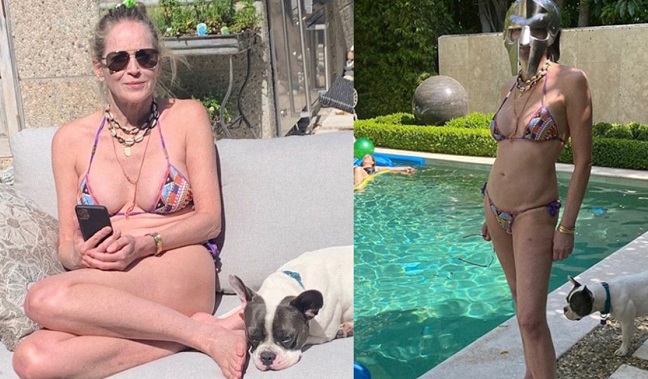 Sharon Stone, la quarantena la rende ancora più sexy… mentre fa la pedicure al cane