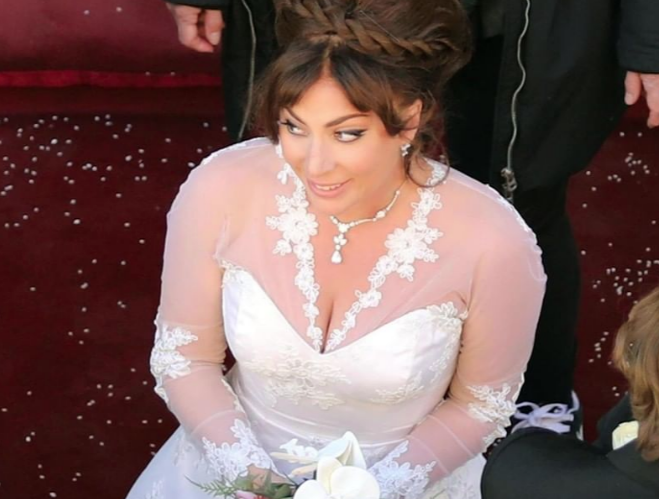 Lady Gaga in abito da sposa per le riprese di “Gucci” a Roma