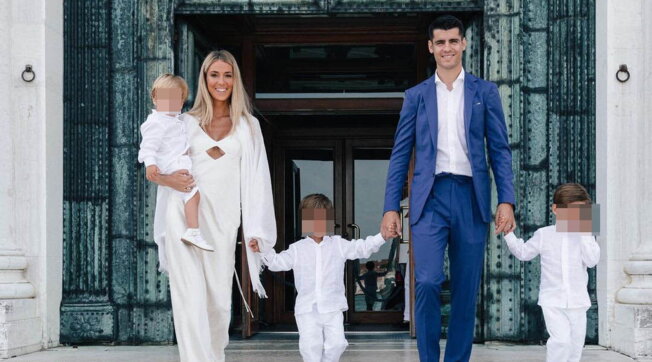 Alice Campello e Alvaro Morata in festa per il battesimo dei figli