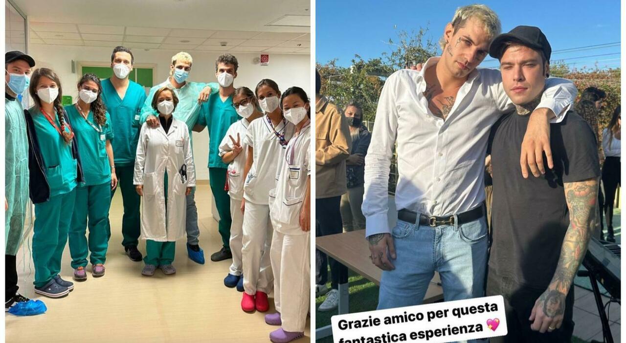 Fedez, Achille Lauro e gli Eugenio in Via Di Gioia all’ospedale pediatrico di Monza
