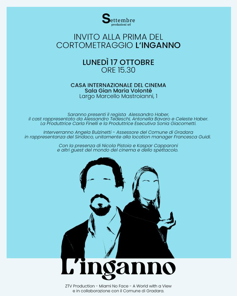 Cinema, lunedì si terra la prima del cortometraggio “L’inganno”