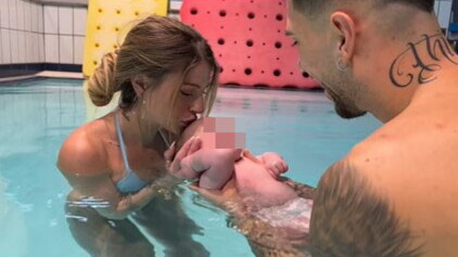 Chiara Nasti e Mattia Zaccagni, la prima volta in piscina con Thiago
