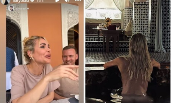 Ilary Blasi a Marrakech con Bastian Muller, in piscina tutta nuda