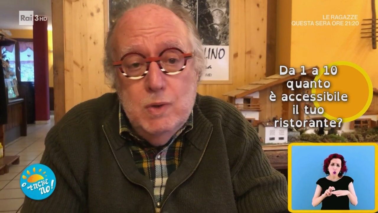 Raspelli su RAI 3 domenica 14 gennaio alle 10.20 in una nuova puntata di “O anche no”: fino all’estate per giudicare l’accessibilità dei ristoranti (a Bergamo, la Marianna)