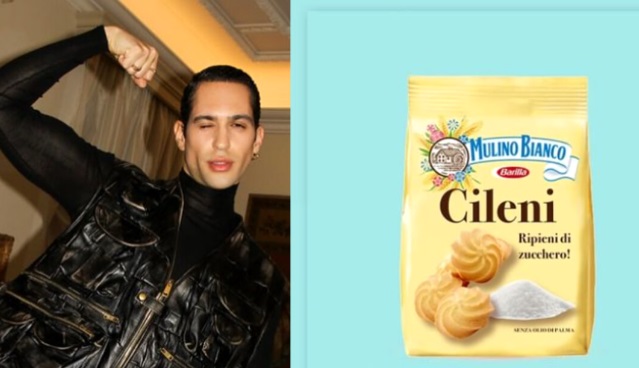 “I cileni ripieni di zucchero” prendono forma: Mulino Bianco manda un pacco a Mahmood, che festeggia il doppio disco di platino di “Tuta Gold”.